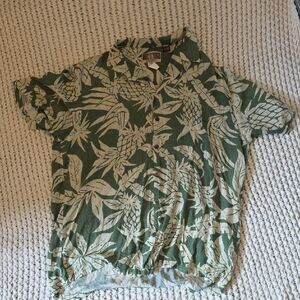 Kalaheo Green Tropical Print Men's Shirt Made In Hawaii Men's 2xl